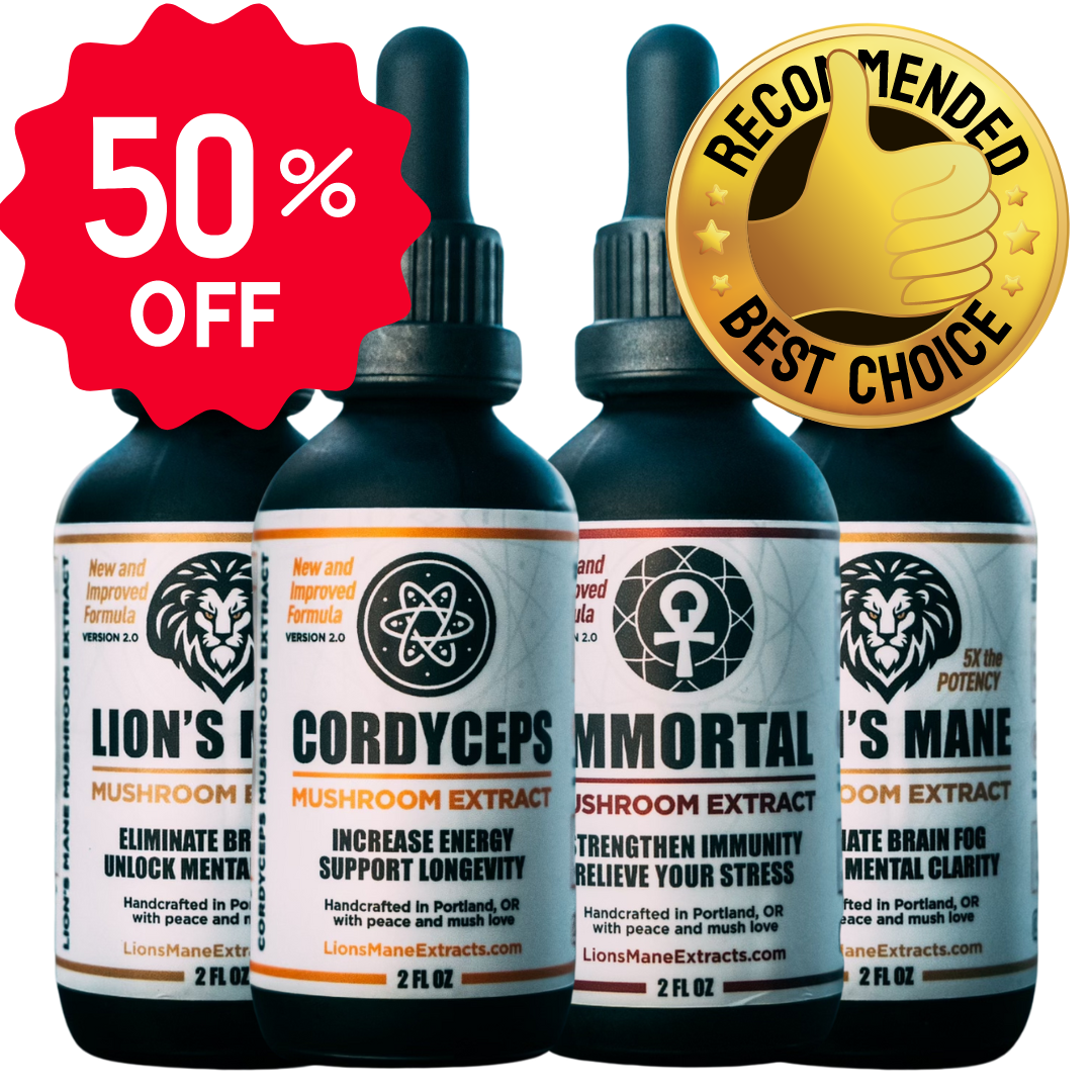 2 Lion's Mane, 1 Cordyceps, 1 Immortal - Luke "The Lion" Peak Performance Bundle