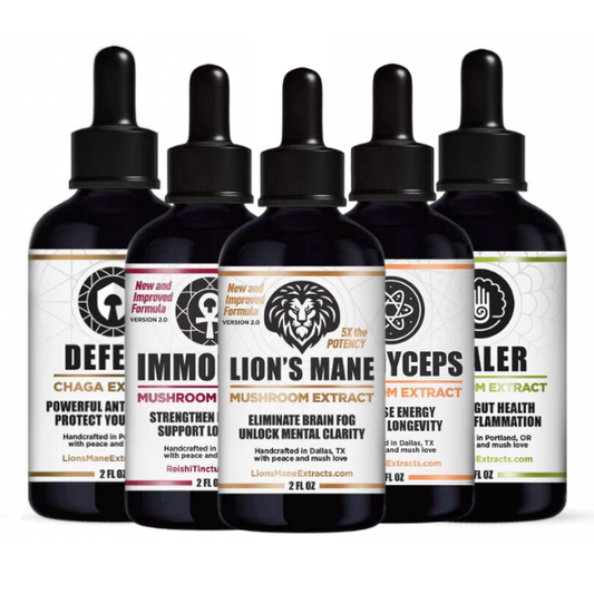 All 5 Mushroom Extracts Bundle (Lion's Mane, Cordyceps, Reishi, Defend, and Healer)